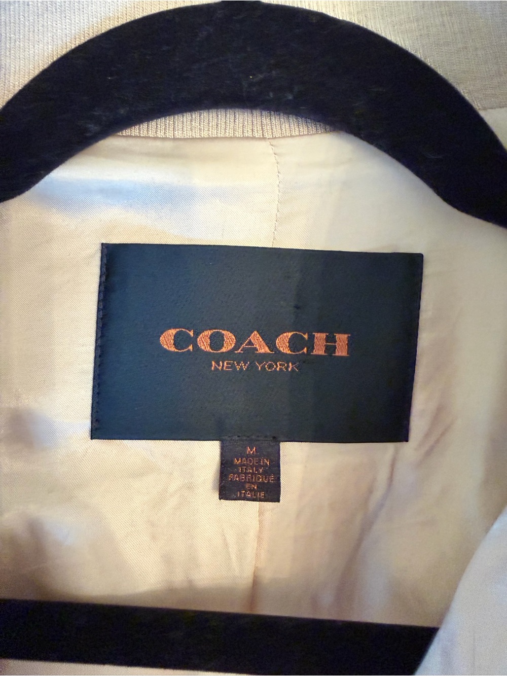COACH Women’s Beige Cream Leather Bomber Jacket M - Picture 6 of 7